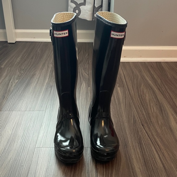 Hunter Glossy Black Rain Boots - Picture 1 of 5